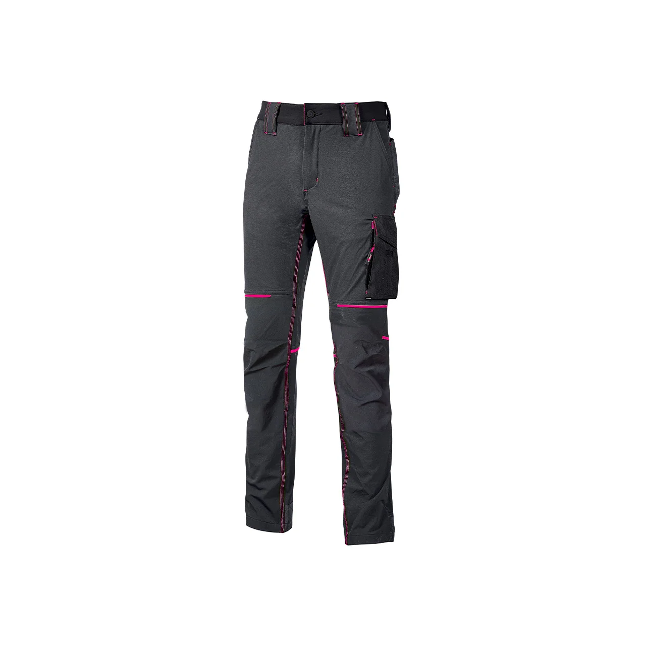 Pantalon de travail en tissu Femme WORLD - Gris/Fuchsia image