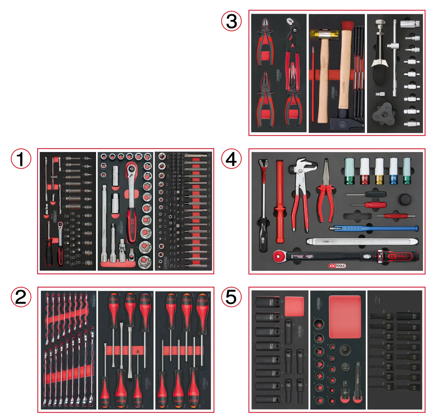 Composition d'outils de service rapide 5 tiroirs pour servante, 283 pièces image