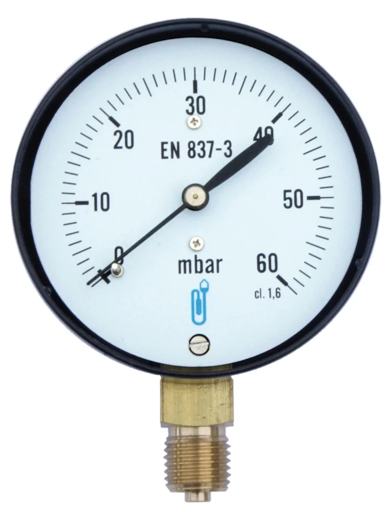 Manomètre gaz avec protection antichoc - raccord vertical 8x13 - cadran Ø63mm image