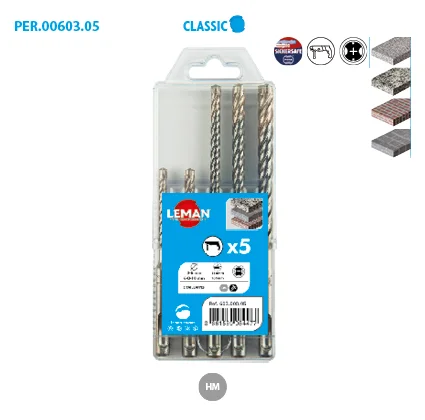 Coffret 5 forets SDS+ 2 taillants béton armé Classic image