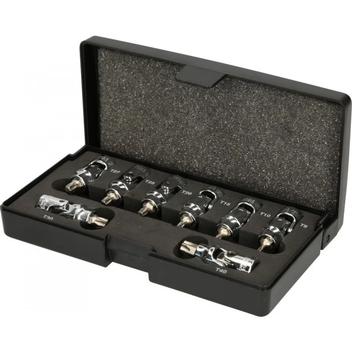 Coffret de 8 douilles tournevis articulées TORX® 1/4'', T8 - T40 image