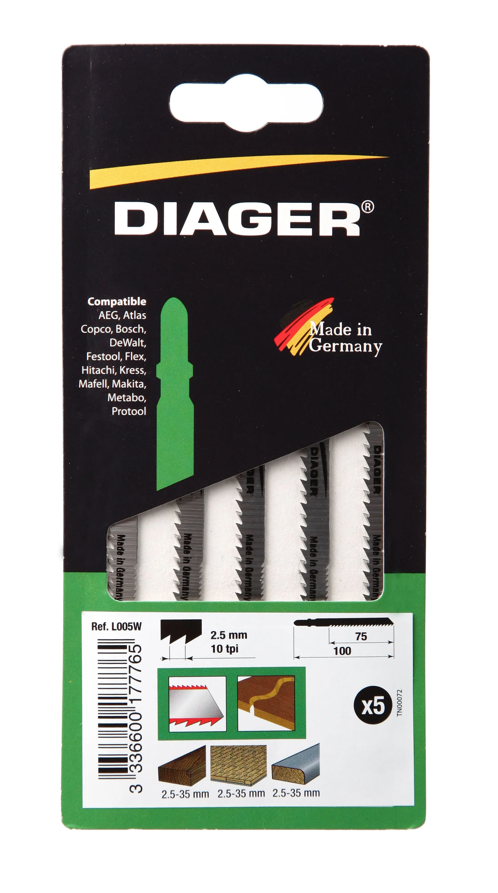 Pack de 5 lames scie sauteuse pour le chantournage - L005W5 image