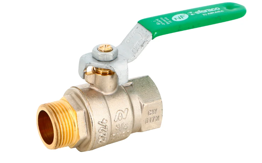 Vanne à sphère laiton titré 4MS NF mâle/femelle - poignée plate verte - Série 528 image