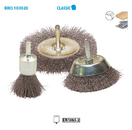 Lot de 3 brosses fil acier ondulé pour métal Classic image