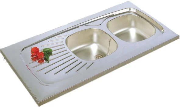 Evier Inox à poser 2 bacs et 1 égoutoir  120x60mm image