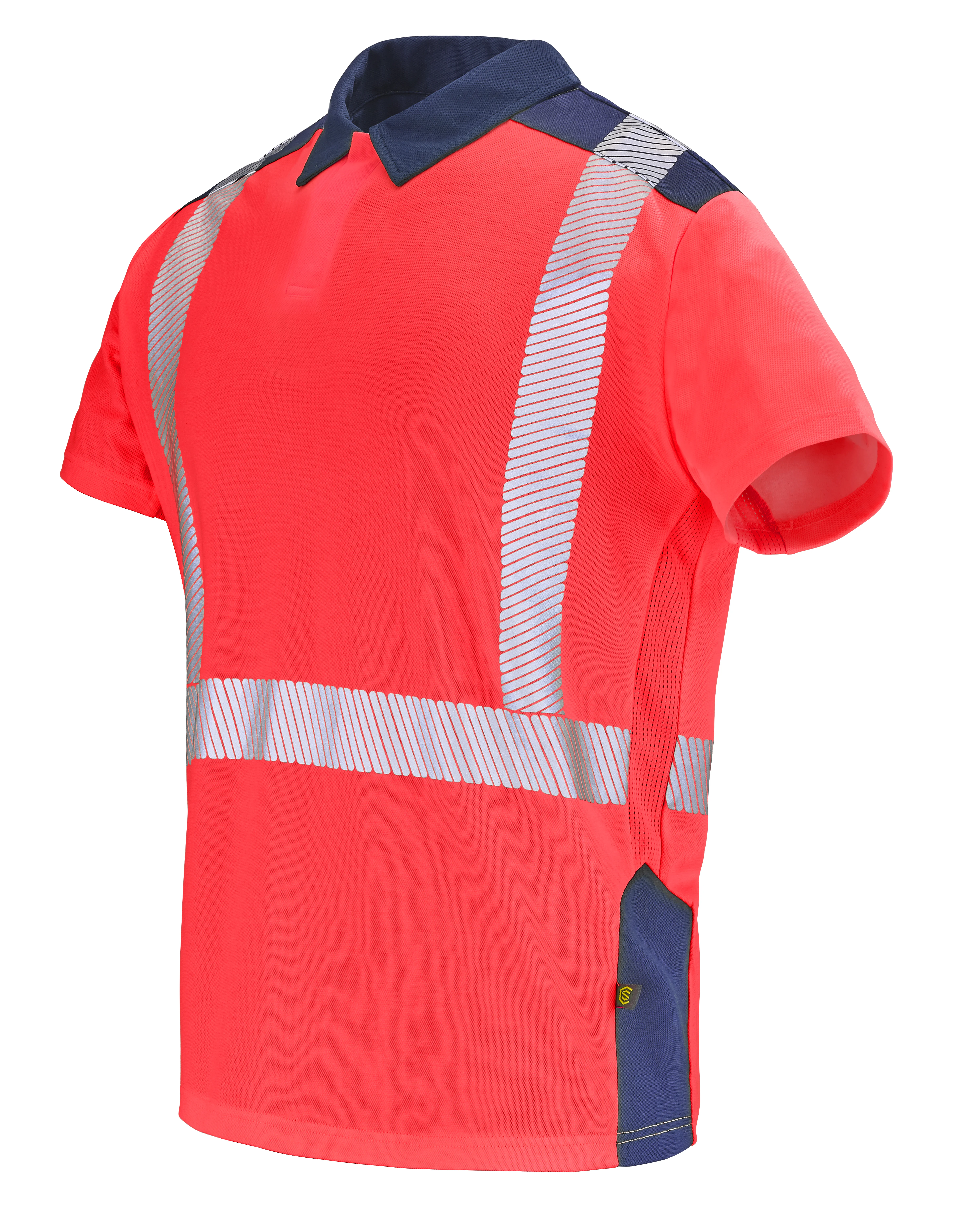 POLO MANCHES COURTES FLUO SAFE XP ROUGE FLUO/BLEU MARINE image