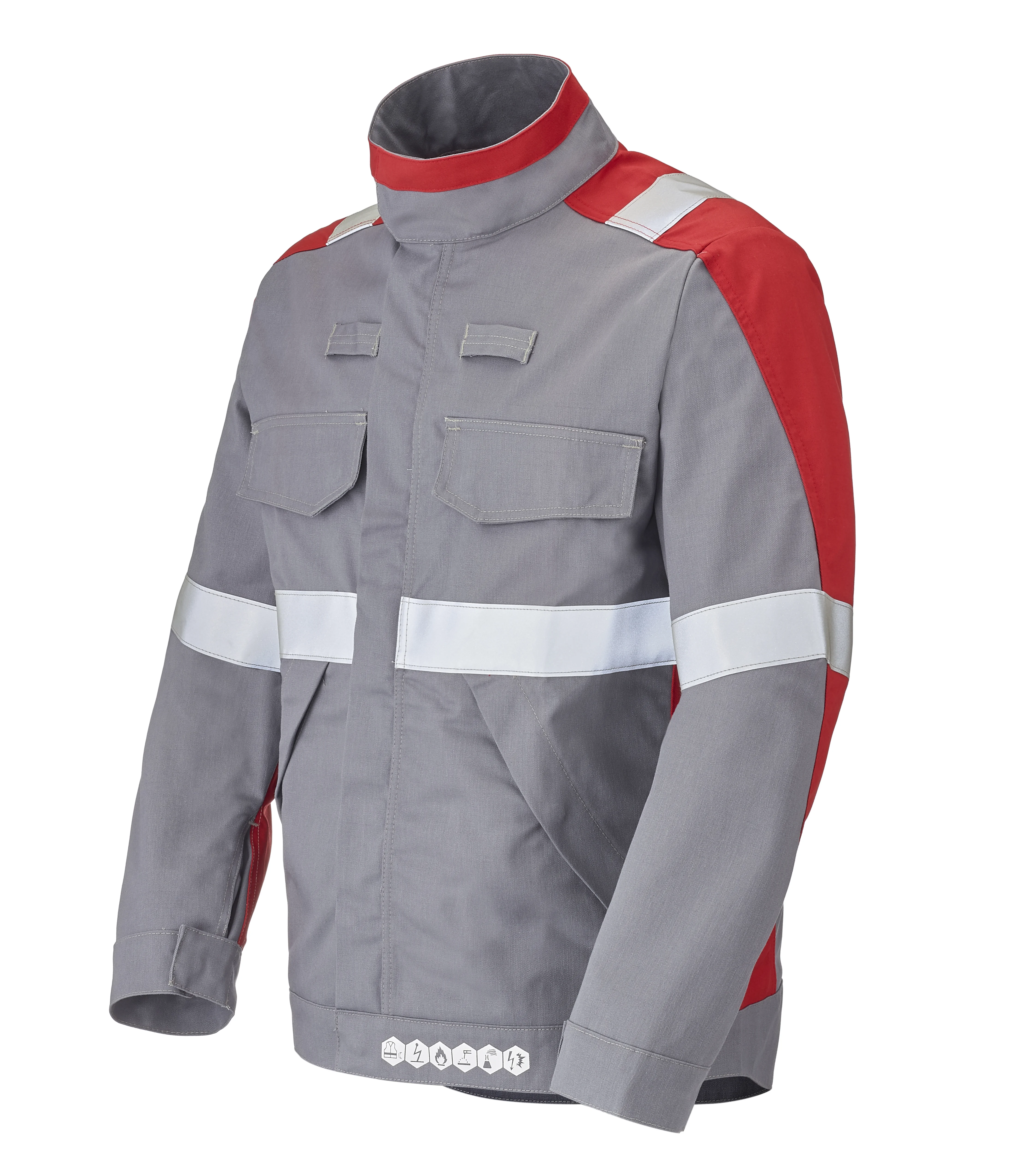 BLOUSON CAPURATA GRIS ACIER/ROUGE image
