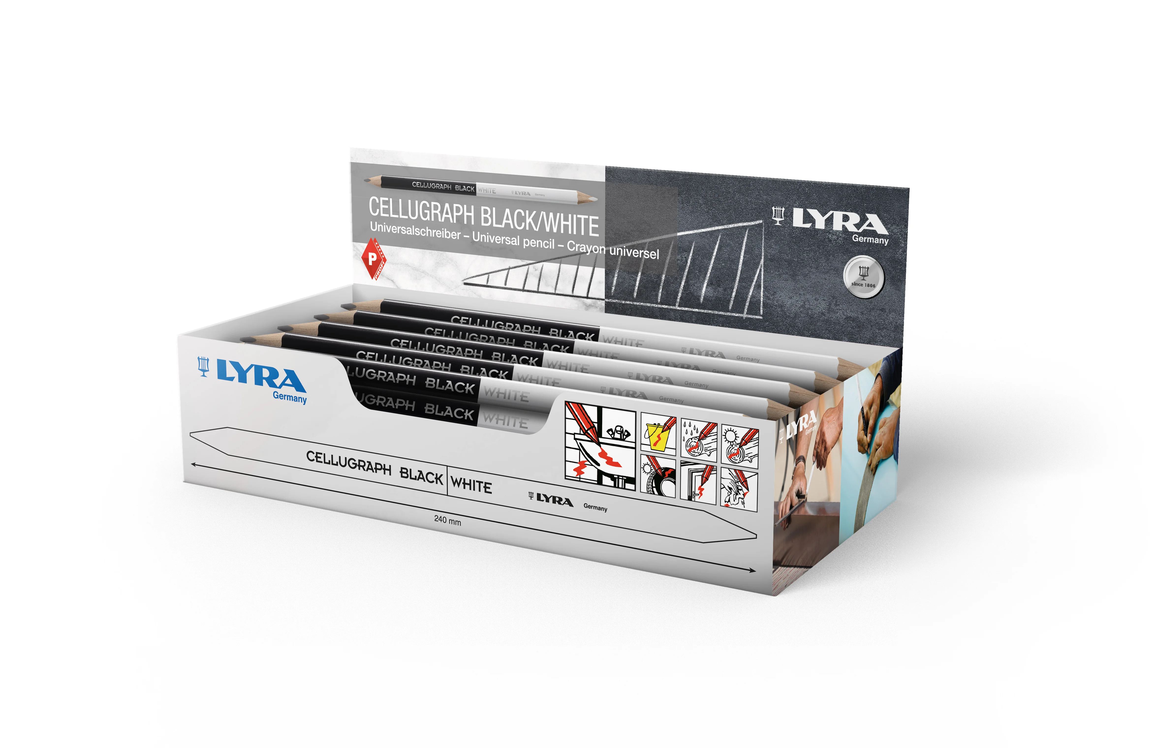Boite de 50 crayons universel LYRA Cellugraph Noir/Blanc image