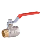 Vanne à  sphère laiton PN25 Série 15S - M.M. - poignée acier plate rouge image