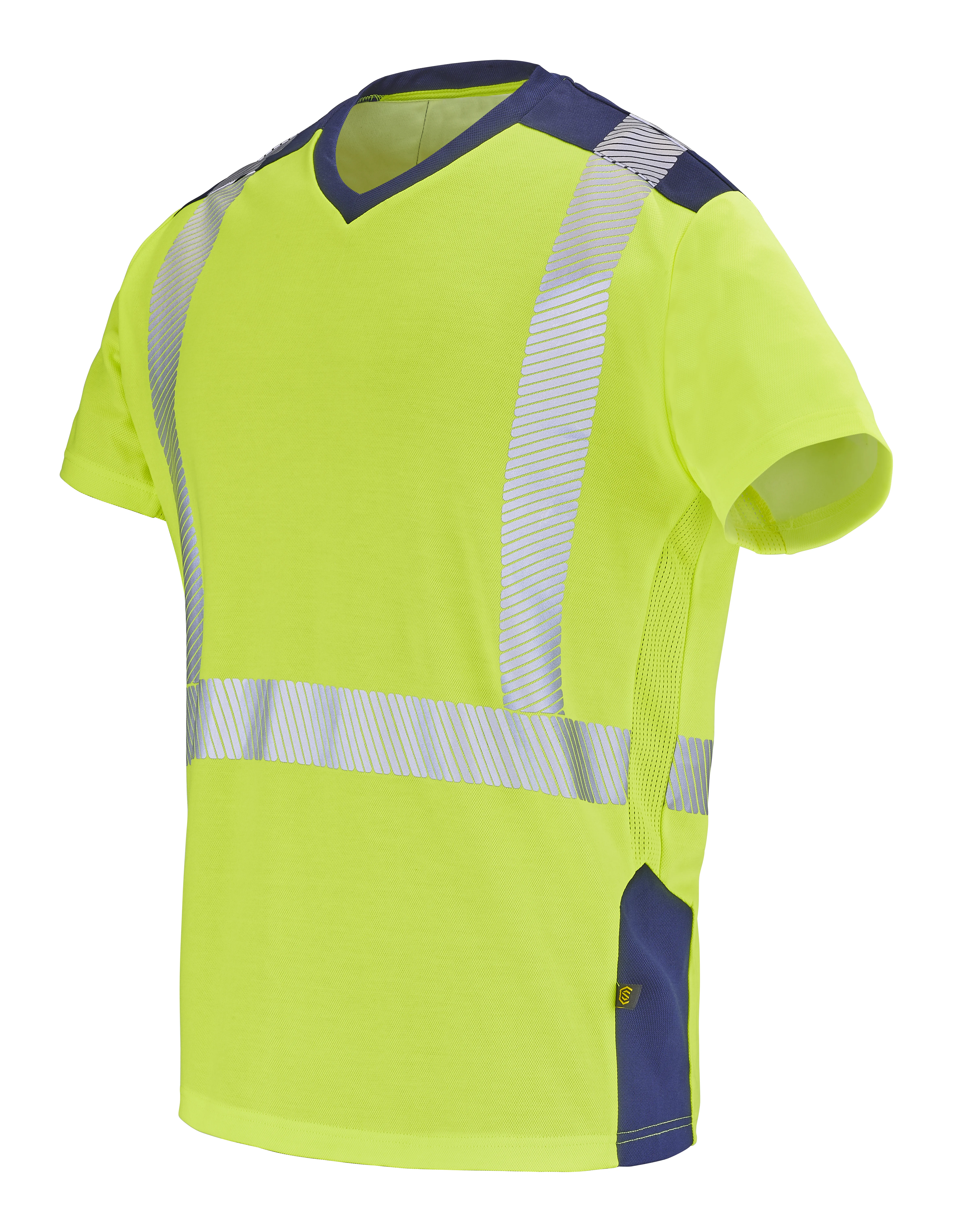 T-SHIRT MANCHES COURTES FLUO SAFE XP JAUNE FLUO/BLEU MARINE image