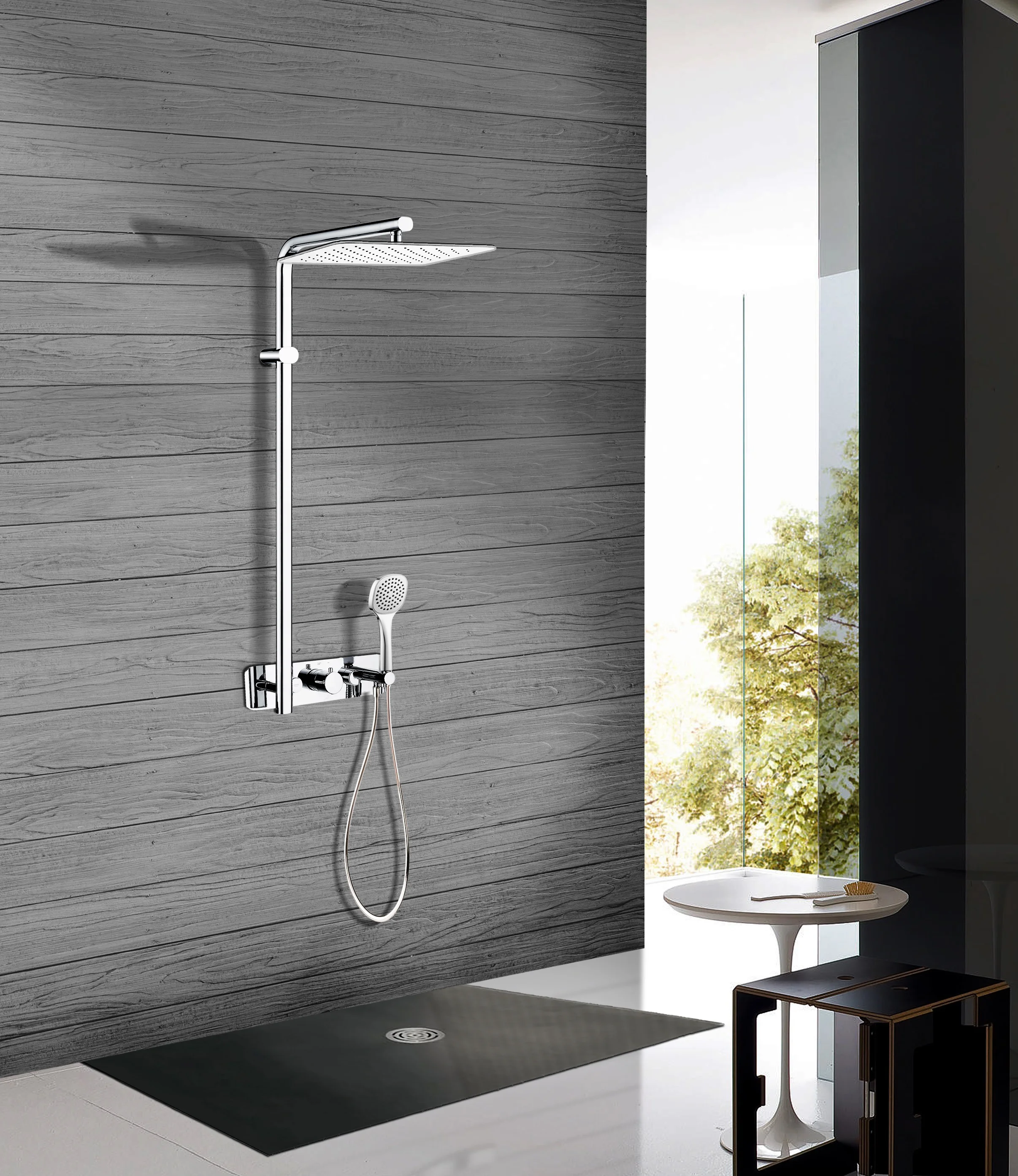 Colonne de douche thermostatique à encastrer Onix Chrome image