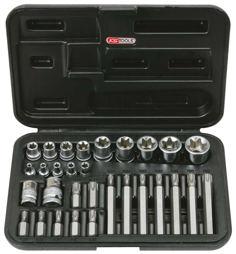 Coffret TORX® percé, 1/4'' - 3/8'' - 1/2'' - E4 à E24 - T20 à T55 - 30 pcs image