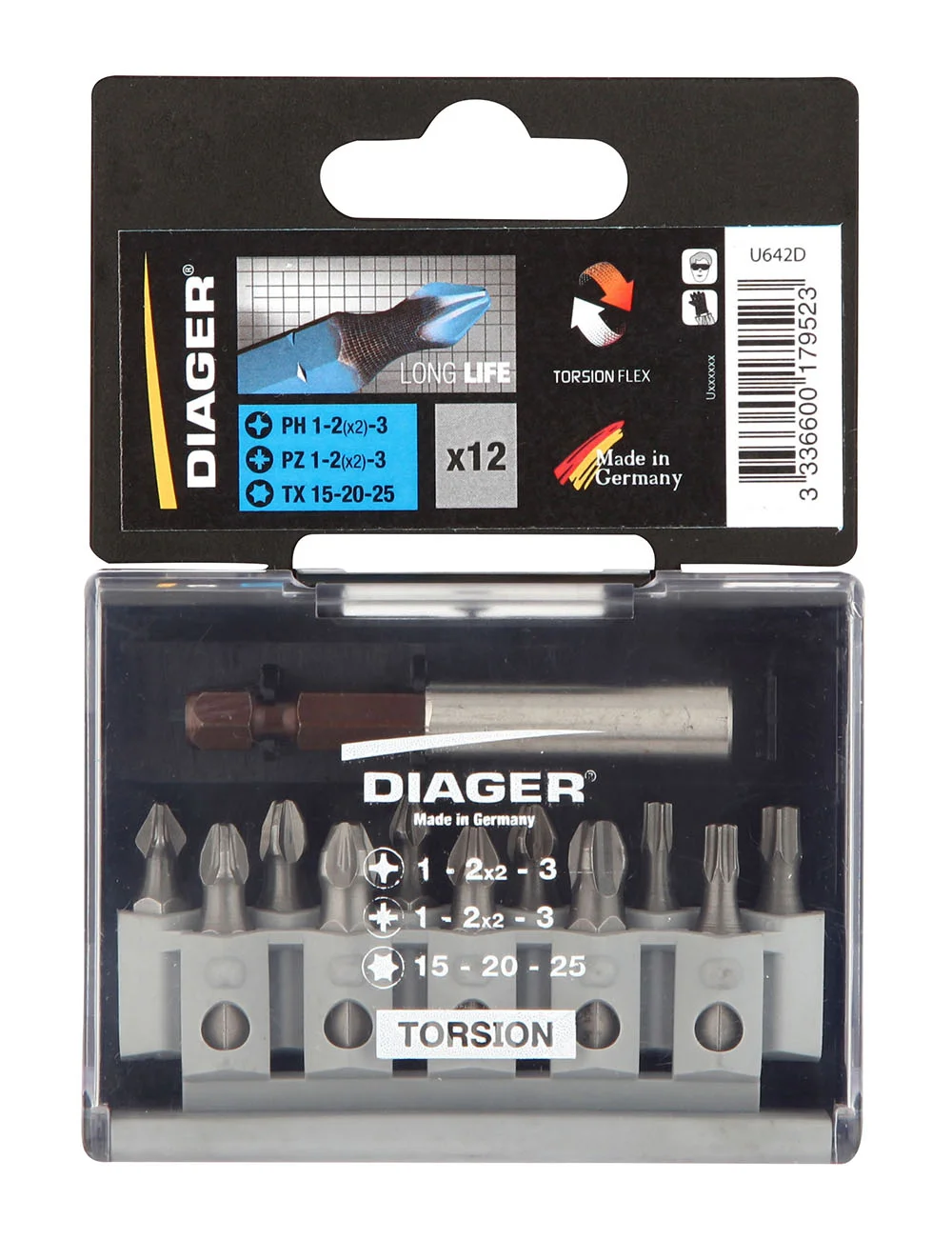 Coffret de 12 embouts torsion PZ-PH-PL - U642D image