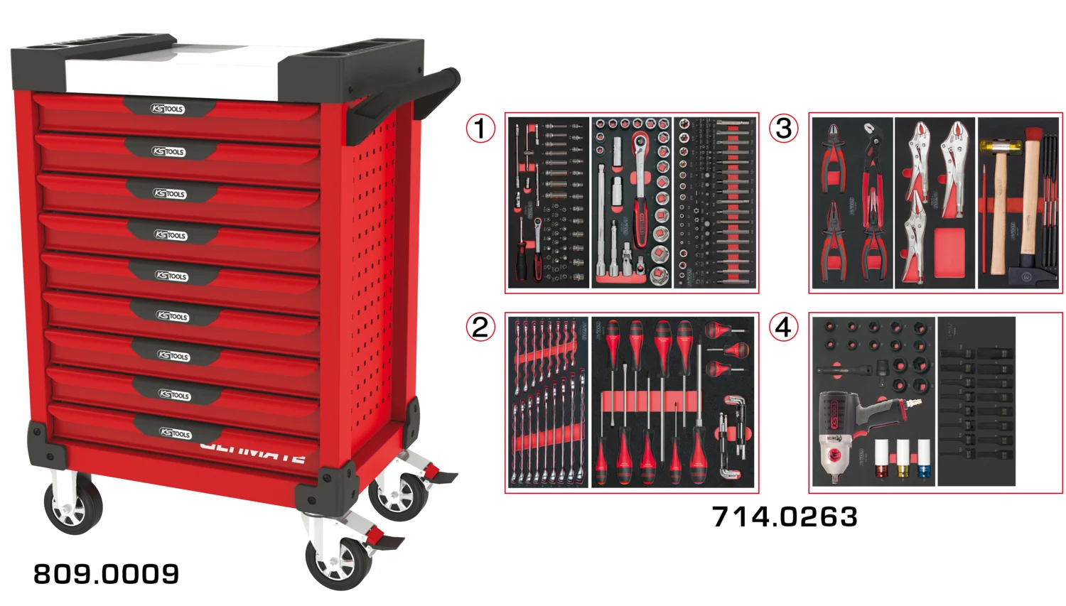Servantes ULTIMATE 9 tiroirs équipées de 263 outils image