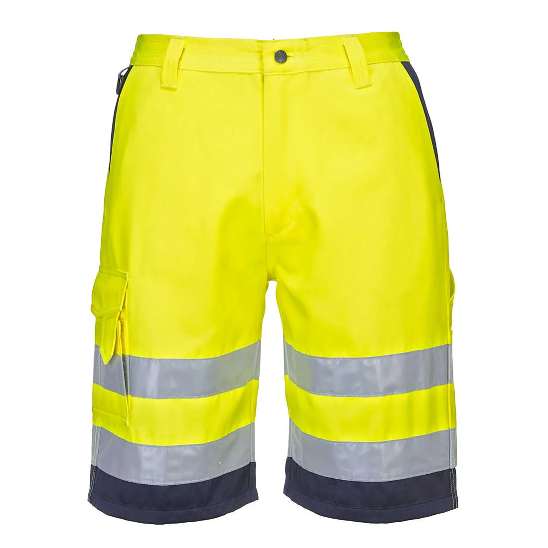 Short en poly-coton léger haute visibilité Jaune/Marine image
