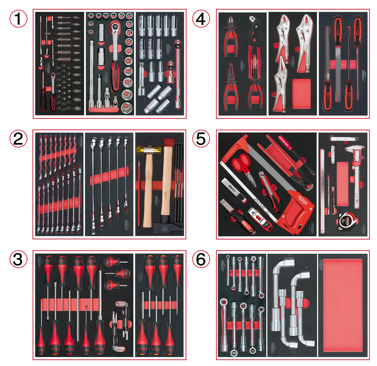 Composition d'outils 6 tiroirs pour servante, 202 pièces image