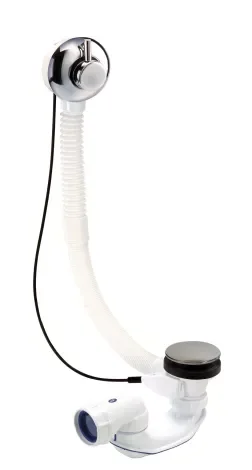 Vidages baignoir design "Wave" avec clapet ABS chromé et tube trop plein télescopique image