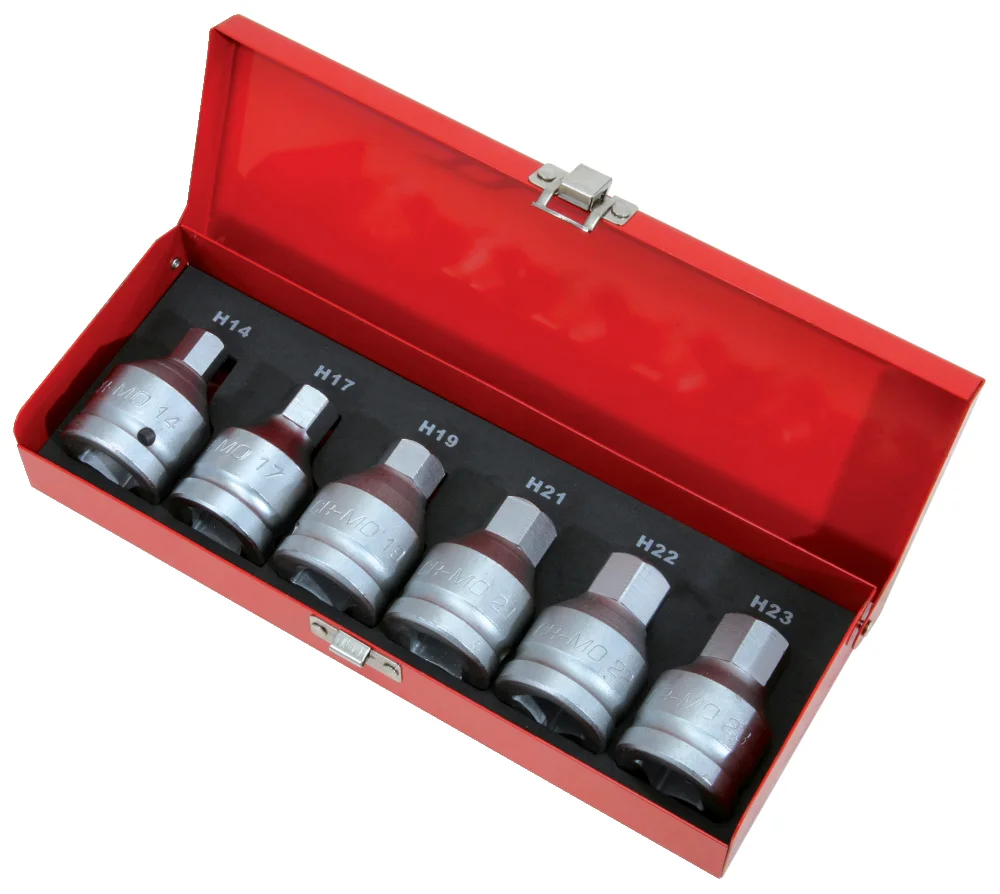 Jeu de douilles à chocs 6 pans 3/4'', 14 à 24 mm image