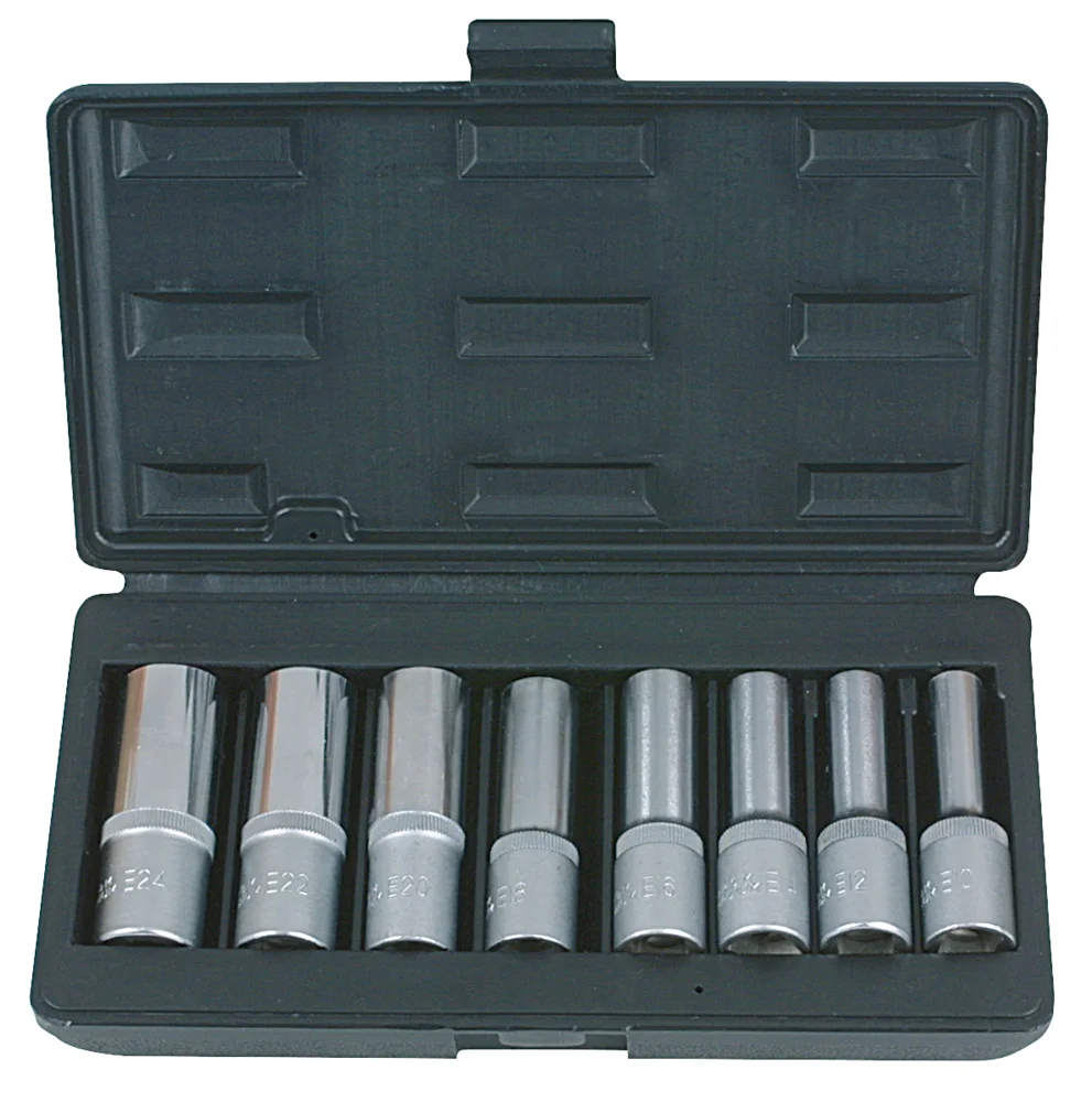 Coffret de 8 douilles TORX®, L.75 mm -  1/2'' - E10 à E24 image