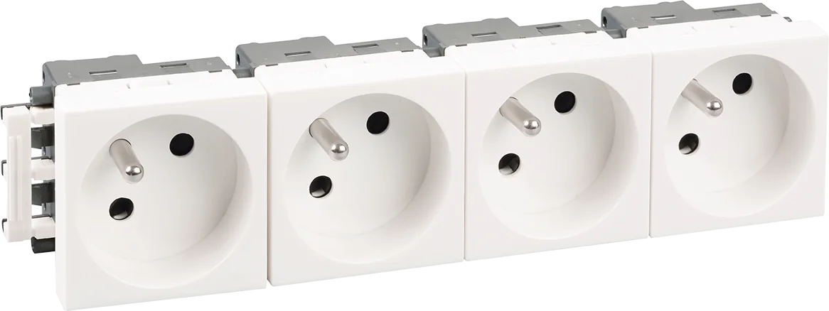 Bloc 4 prises 2P+T blanche image