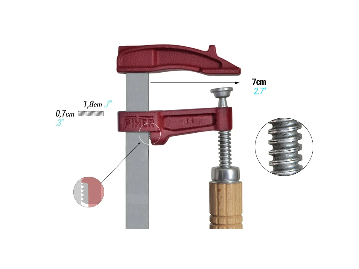 serre joint manche bois modele mm image