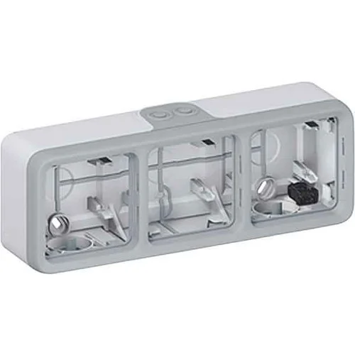 Boitier étanche Plexo composable Gris 3 postes horizontal image