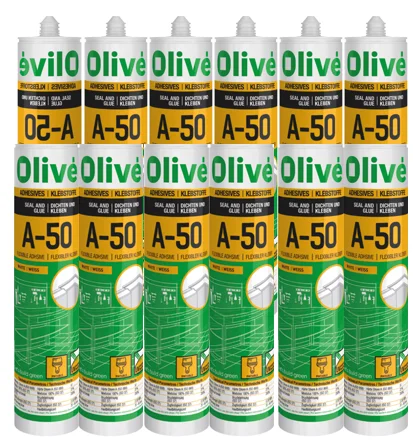 Lot de 12 mastic colle hybride tous supports blanc 290ml OLIVE-A50 image