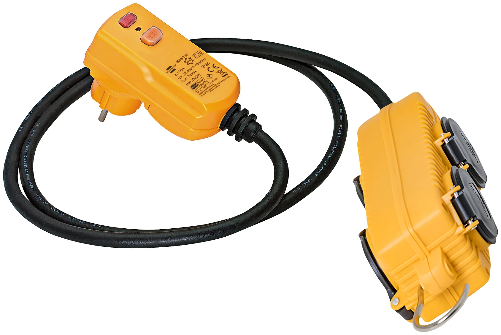 Rallonge électrique avec fiche différentiel 10mA et bloc mobile POWERBLOCK - 1,5m H07RN-F 3G1,5 - IP44 image