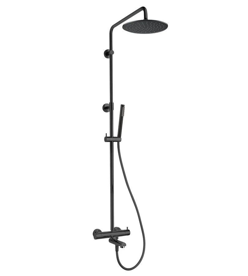 Colonne bain douche Cox PVD Noir Mat Brossé - Fixation haute ajustable image