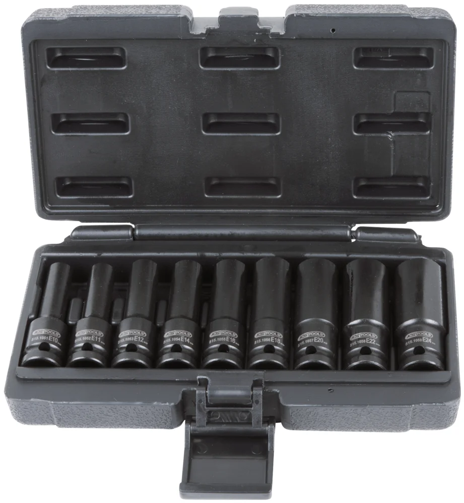 Jeu de 9 douilles à chocs TORX® 1/2'', E10-E11-E12-E14-E16-E18-E20-E24 image