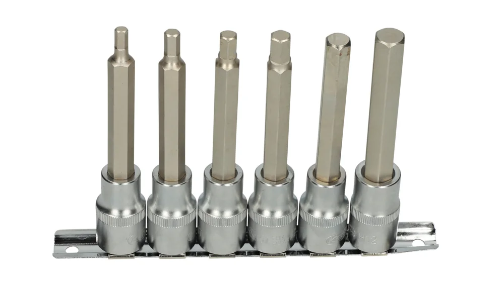 Rail de 6 douilles tournevis 6 pans, L.110 mm - 1/2'' - 5 à 12 mm image