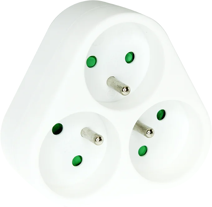 Fiche multiprises triangle 2P+T 16A - 3 sorties frontales image