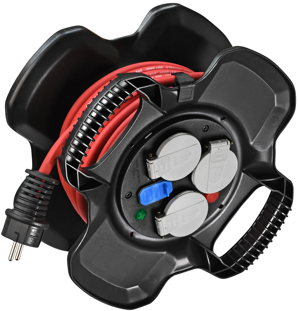 Enrouleur de câble compact X-GUM à 3 prises avec clapets, 2 ports USB - H07RN-F 3G1,5 image