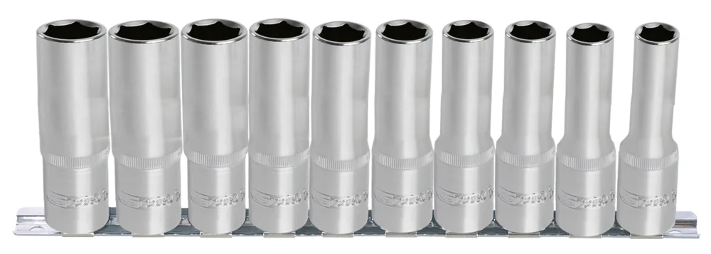 Jeu de 10 douilles 6 pans ULTIMATE® sur rail 1/4'', 4-13 mm image