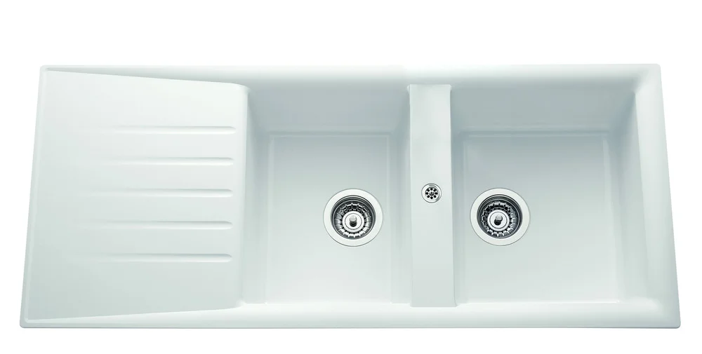 Evier CAPITOLE blanc - 2 cuves et 1 égouttoir - 1160x500mm image