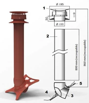 Extracteur statique avec collerette d'étanchéité Ø100 image
