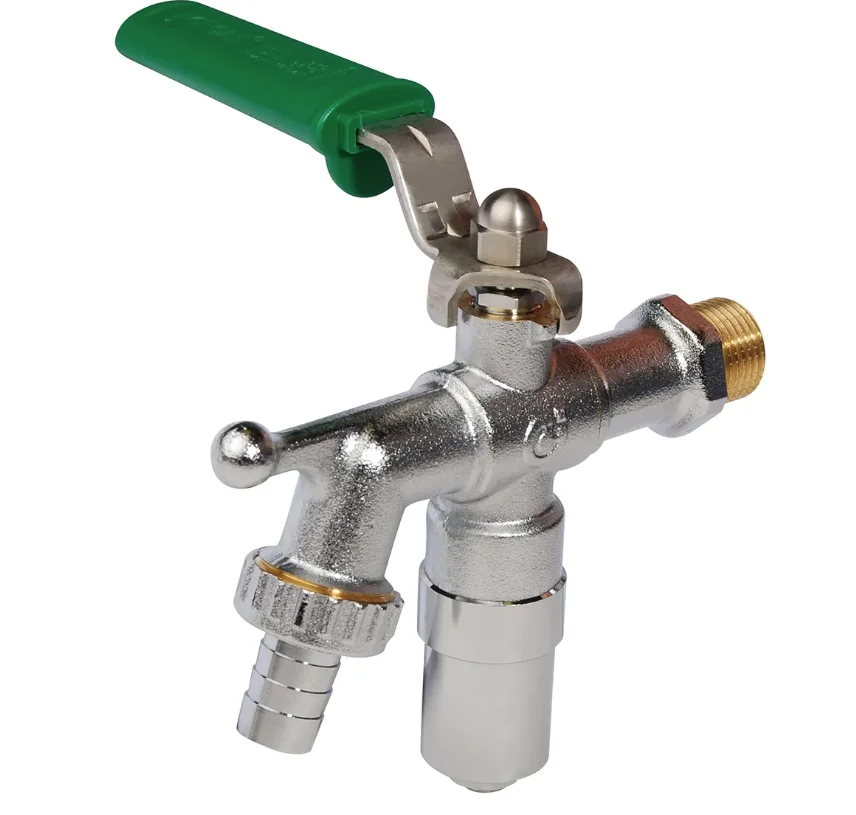 Robinet de puisage antigel Icecal laiton chromé Série 686 - poignée acier plate verte image