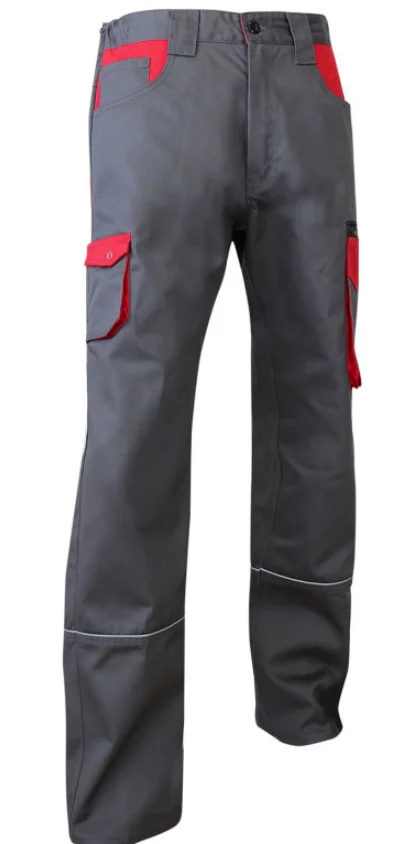 Pantalon de travail bicolore LIN - GRIS/ROUGE image