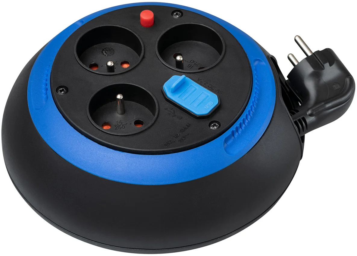 Enrouleur de câble Design-box CL-S 3 prises de courant et 2 ports USB - 3m H05VV-F 3G1,0 image