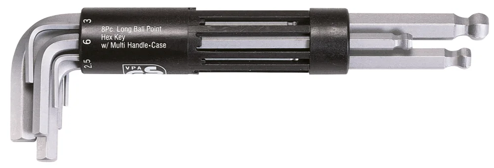 Jeu de 8 clés mâles 6 pans à tête sphérique longues 2 à 10 mm image