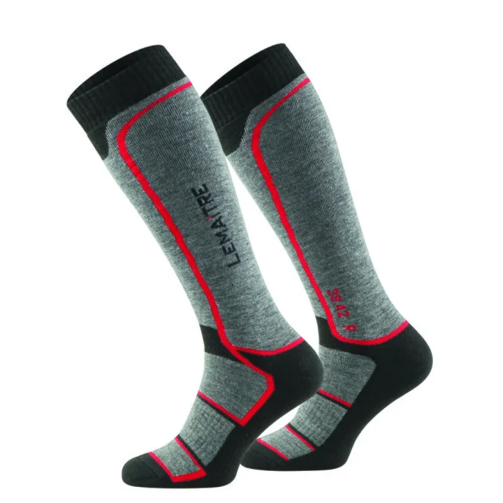 Chaussettes Mi-bas épaisses et chaudes PES Coolmax/laine LEMATO Gris/Noir/Rouge image