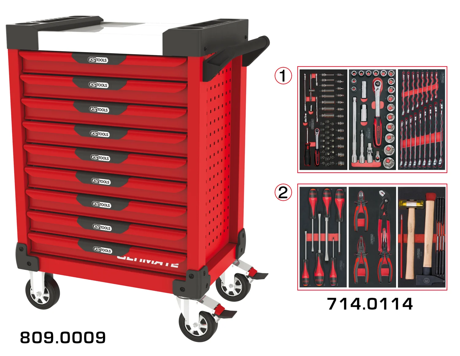 Servantes ULTIMATE 9 tiroirs équipées de 114 outils image
