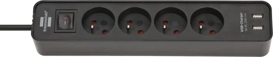 Multiprise Ecolor 4 prises avec interrupteur et 2 ports USB 5V DC 2,1A - 1,5m H05VV-F 3G1,0 image