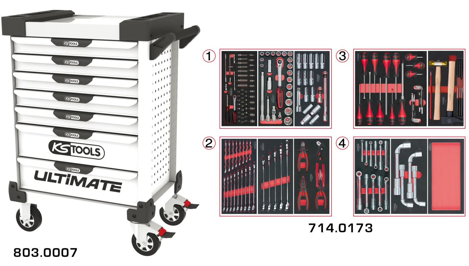 Servantes ULTIMATE  7 tiroirs équipées de 173 outils image