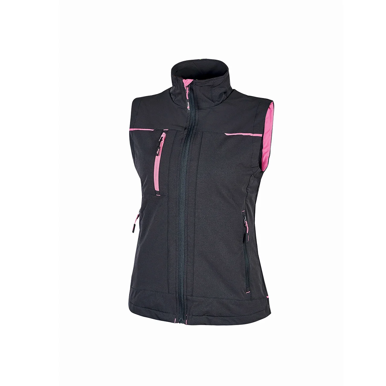 Gilet de travail sans manches SATURN Femme - Gris/Fuchsia image