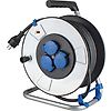ENROULEUR DE CABLE PRO A TAMBOUR METAL 285MM + CLAPETS H07RN-F3G2,5 - 3 PRISES NF IP44 - NOIR image 0
