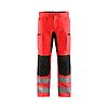Pantalon de travail haute visibilité stretch artisan 1585 - Rouge fluo/Noir image 0