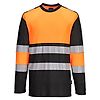 T-Shirt Hi-Vis Classe 1 L/S PW3 Orange/Noir image 0