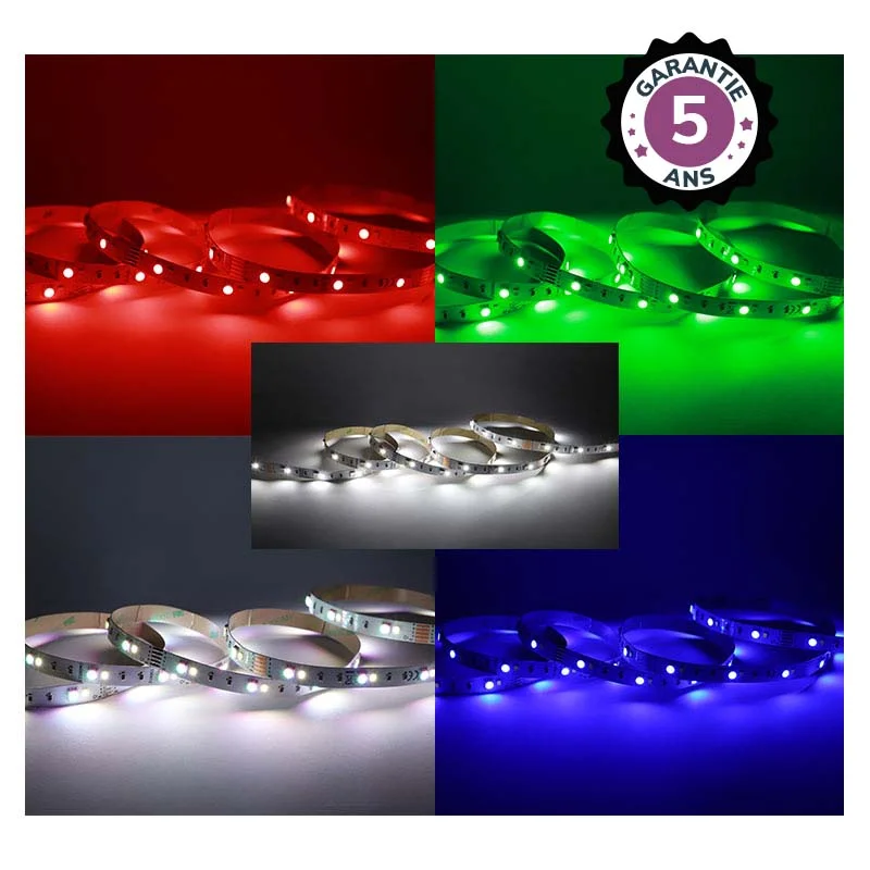 Bandeau LED 24V RGB + Blanc IP20 13W/m - 370lm/m - 4000K - 5m image