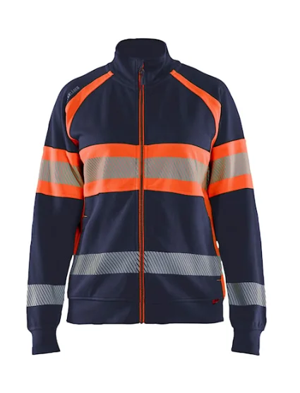 Sweat de travail zippé haute visibilité 3505 - Marine/Orange image